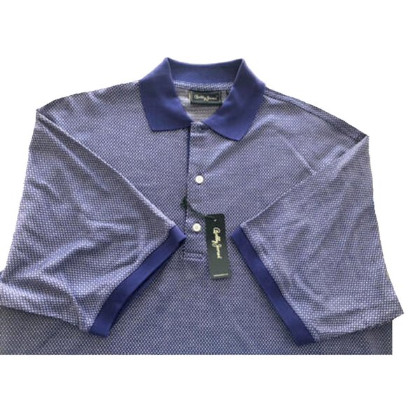 NEW Bobby Jones Collection Golf Shirt! M Blue & White Pattern Signature Golfers - Picture 1 of 3